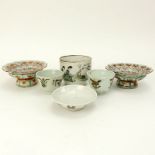 Collection of Six (6) 19th Century Chinese Export Hand Painted Porcelain Table Top Items. Various