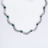 1950s Approx. 13.60 Carat Diamond, 3.0 Carat Emerald and 18 Karat White Gold Necklace. Diamonds E-