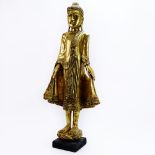 Modern Decorative Thai Carved Gilt and Jeweled Buddha Figure. Unsigned. Losses, repairs. Measures