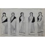 Jen” Barcsay, Hungarian (1900-1988) Ink and Pencil on Paper, Constructivist Figures. Signed lower