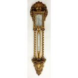 Antique Carved Giltwood Barometer. Figural motif. Light wear or in good condition. Measures 49" L