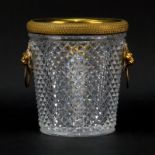 Baccarat Bronze Mounted Crystal Pointe De Diamants Ice Bucket With Lion Head Handles. No visible