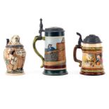 Three (3) Piece Lot of Vintage Steins. Includes 2 Mettlach and one unsigned. Losses to one.