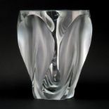 Lalique France Crystal Ingrid Vase. Signed. Minor scuffing to underside, needs cleaning. Measures