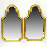 Grouping of Two (2) Knitter Duro Brevete Gilt Wood Beveled Glass Mirror. Architectural form frame.