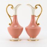 Pair of Lenox Gilt Salmon and Cream Porcelain Ewers. Stamped "Lenox, Ovington's New York" on