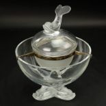 Lalique "Igor" Caviar Set. Including underbowl with three converging fish-form feet and a