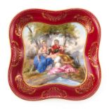 Antique Royal Vienna Porcelain Portrait Dish. Stamped with Beehive mark and "Die Musen" on