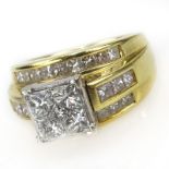 Vintage Approx. 2.50 Carat Diamond and 14 Karat Yellow Gold Engagement Ring. Stamped 14K. Good