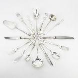 Seventy-Seven (77) Piece Franz Bahner German 800 Silver Flatware Set. Includes: 6 dinner knives, 6