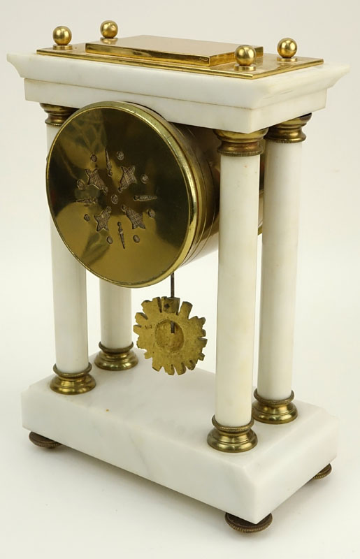 Tiffany and Co France Marble and Brass Mantle Clock. Porcelain dial marked "Tiffany & Co., France" - Image 4 of 9