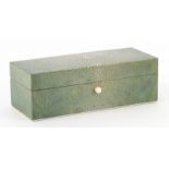 Vintage Shagreen Box. Wood Lined. Unsigned. Light scratches on bottom or in good condition. Measures