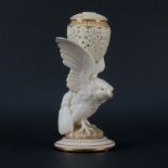 Rare 19th Century Grainger & Co. Worcester Porcelain Potpourri Vase and Cover On Figural Bird