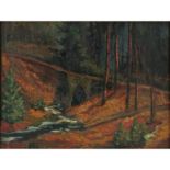 Attributed to: Martiros Sarian, Armenian (1880-1972) oil on artists board "Forest Bridge" Signed