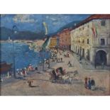 Well Done Oil Painting On Board "French Port City" Signed lower right Lago Gardic-Jalo?? and