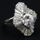 Contemporary Approx. 4.50 Carat Diamond and Platinum Ballerina Ring. Center stone approx. .85