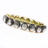 Victorian style Approx. 20.0 Carat Rose Cut Diamond, 18 Karat Yellow Gold and Silver Bangle