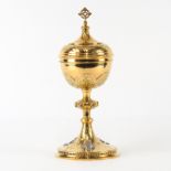 19th Century Possibly Russian Gilt Silver Chalice With Lid. Chased Throughout with three raised