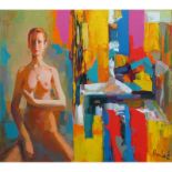 Nicola Simbari, Italian (1927 - 2012) Oil on canvas "Nude" Signed lower right. Inscribed en