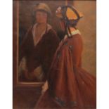 Arthur Woelfle, American (1873 - 1936) Oil on canvas "Reflection" Signed lower right. Tear in