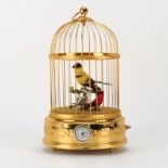 Reuge, Swiss, Two-Bird Singing Bird Cage with Alarm Clock, Battery Powered. Late 20th century.