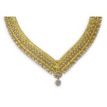 Fine Quality Approx. 15.40 Carat Round Brilliant Cut Diamond and Heavy 18 Karat Yellow Gold Bib