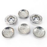 Grouping of Six (6) Sterling Silver Repousse Nut Dishes. Includes: Four S. Kirk & Sons fruits and