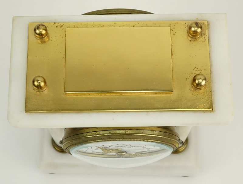 Tiffany and Co France Marble and Brass Mantle Clock. Porcelain dial marked "Tiffany & Co., France" - Image 3 of 9