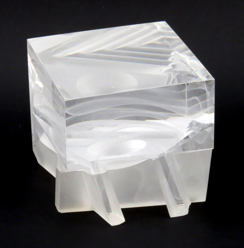 Steven Weinberg, American (b. 1954) Glass Cube Sculpture "680301" Cast, cut, polished with - Image 2 of 6