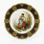 Circa 1867 CH Pillivuyt & Co Medaille D'Or Paris Cobalt Blue Gilt Hand Painted Porcelain Portrait