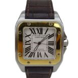 Man's Cartier de Santos 2656 Stainless Steel and 18 Karat Yellow Gold Automatic Movement Watch