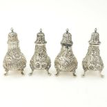 Two (2) Pairs of Sterling Silver Repousse Salt and Pepper Shakers. Includes: a set of Jenkins &