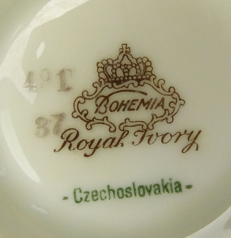 Seventy Eight (78) Pieces Assembled Vintage Czechoslovakian Porcelain Tablewares. Includes 12 dinner - Image 5 of 8