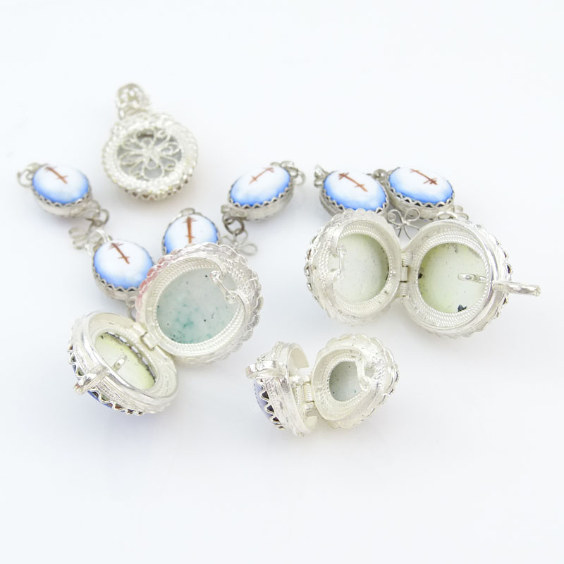 Collection of Ten (10) Russian Porcelain and White Metal Pendants. Unsigned. As New condition. - Image 3 of 3