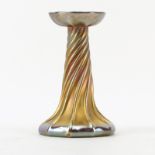 Tiffany Gold Favrile Iridescent Candlestick. Signed L.C.T. Good condition. Measures 7" H.