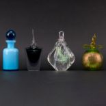 Four (4) Art Glass Perfume Bottles. One is signed by Robert Eickholt. One bottle has nicks and