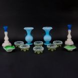 Assortment (12+ pieces) of Vintage American Glass Objects. Includes molded glass candlesticks (one