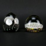 Grouping of Two (2) Mid Century Art Glass Paperweights. Unsigned. Scuffs on underside. Largest