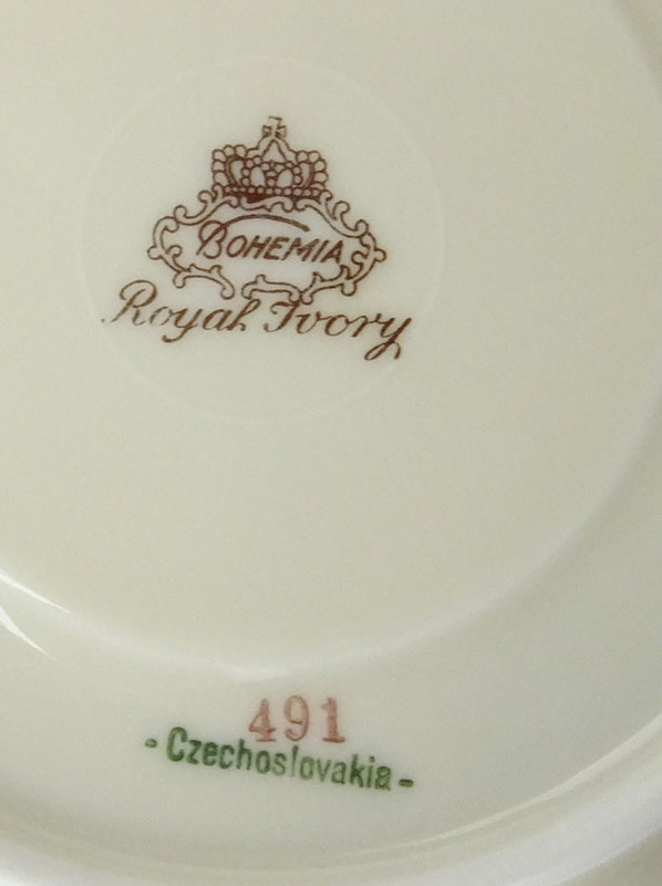 Seventy Eight (78) Pieces Assembled Vintage Czechoslovakian Porcelain Tablewares. Includes 12 dinner - Image 6 of 8