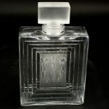 Lalique Crystal "Duncan" Perfume Bottle. Signed. Needs cleaning, minor scuffs on underside. Measures