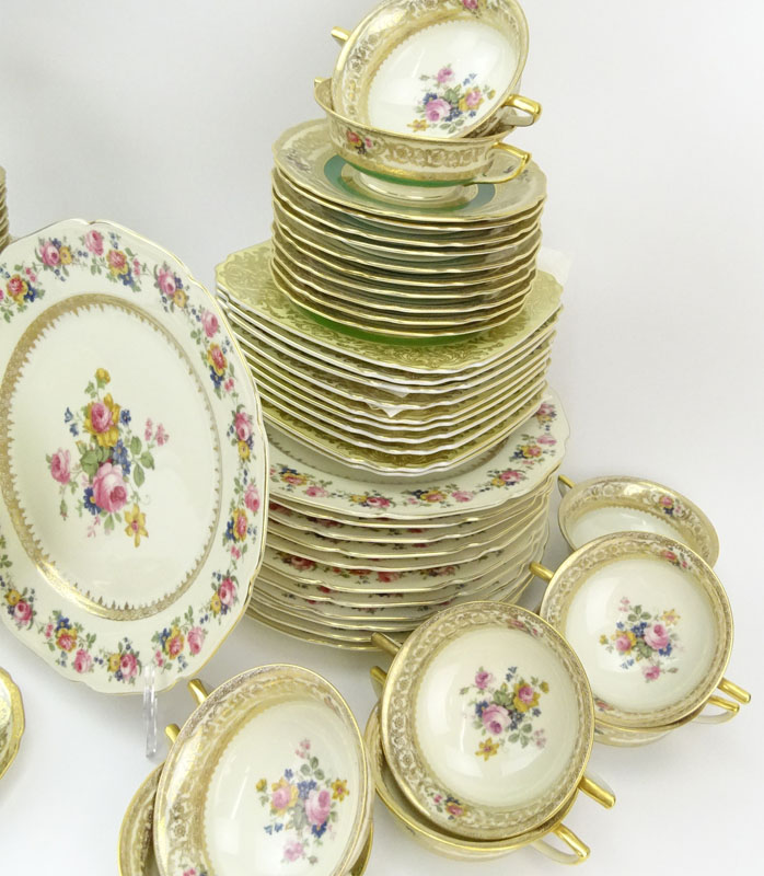 Seventy Eight (78) Pieces Assembled Vintage Czechoslovakian Porcelain Tablewares. Includes 12 dinner - Image 3 of 8