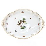 Herend Porcelain "Rothschild Birds" Oval Ribbon Tray. Signed and numbered 400/RO on underside.