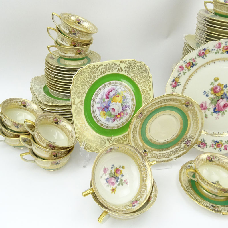 Seventy Eight (78) Pieces Assembled Vintage Czechoslovakian Porcelain Tablewares. Includes 12 dinner - Image 2 of 8