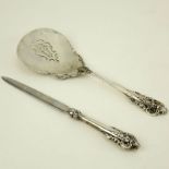 Two (2) Wallace Grande Baroque Sterling Silver Utensils. Includes a tomato server and a letter