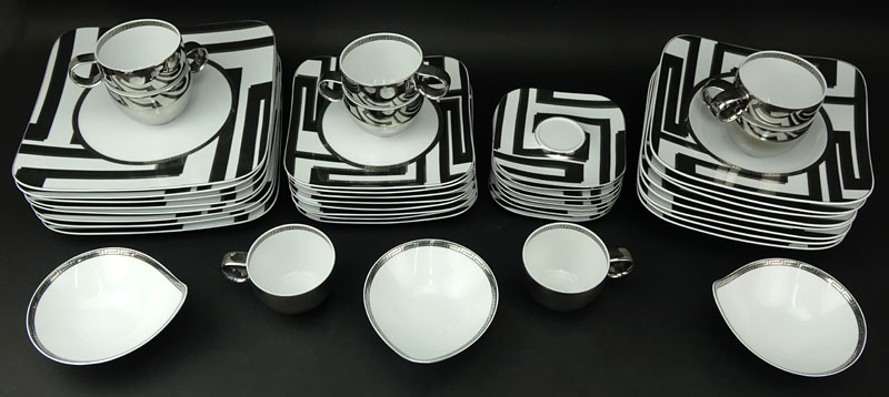 Forty Three (43) Piece Rosenthal-Continental Versace Dedalo Porcelain Dinner Service. Includes: 8 - Image 4 of 5