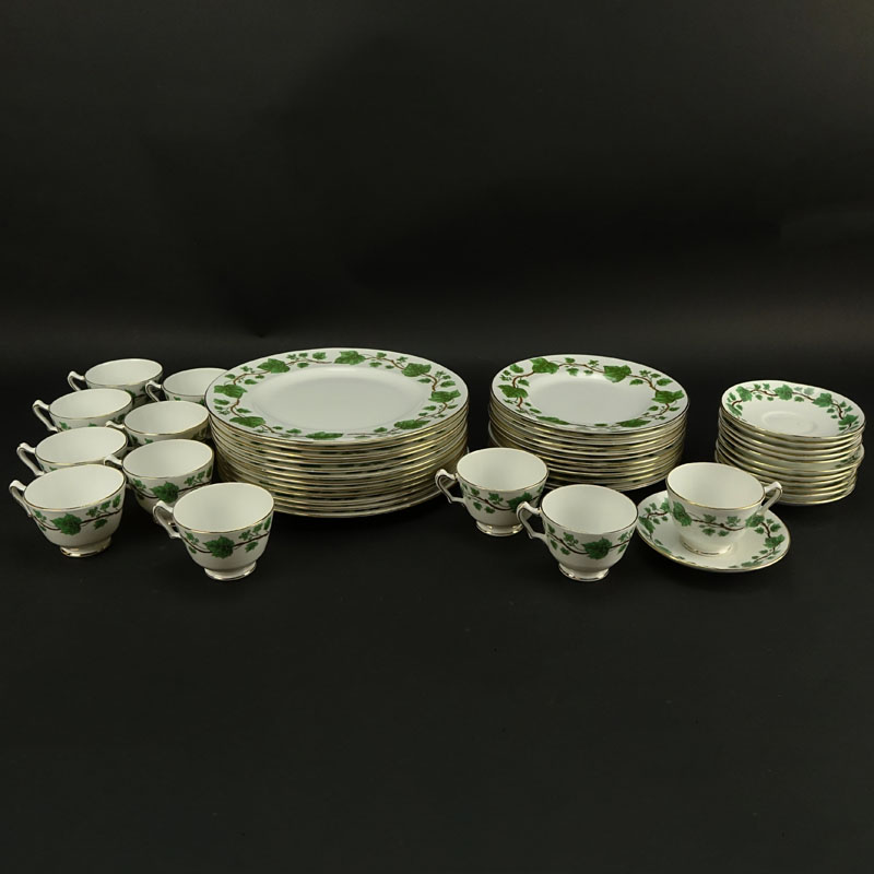 Forty Seven (47) Pieces Crown Staffordshire "Ivy" Partial Dinnerware Set. Includes 12 dinner