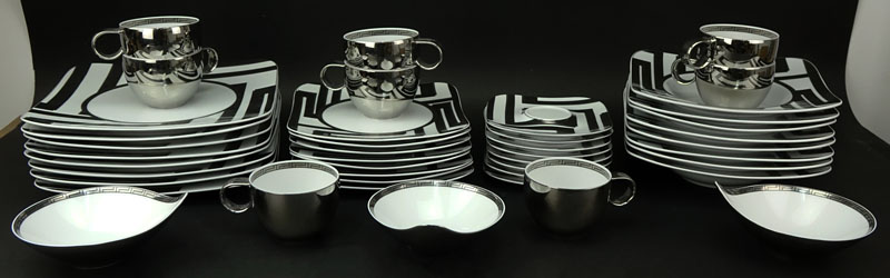 Forty Three (43) Piece Rosenthal-Continental Versace Dedalo Porcelain Dinner Service. Includes: 8 - Image 2 of 5