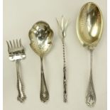 Four (4) Sterling Silver Serving Pieces. Good condition. Largest measures 10". Weighs approx. 6.41