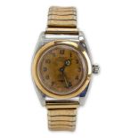 Men's Very Rare Circa 1934 Rolex Bubble Back Pink Gold and Stainless Steel Oyster Perpetual