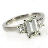 Approx. 1.92 Carat TW Diamond and Platinum Engagement Ring. Set in the center with an approx. 1.55